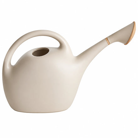 Arrosoir beige 5L avec bec long et poignée ergonomique