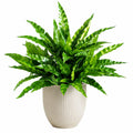 Plante artificielle verte avec pot en céramique ondulé, hauteur 75 cm