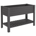 Jardinière surélevée extérieure avec étagère inférieure - Gris