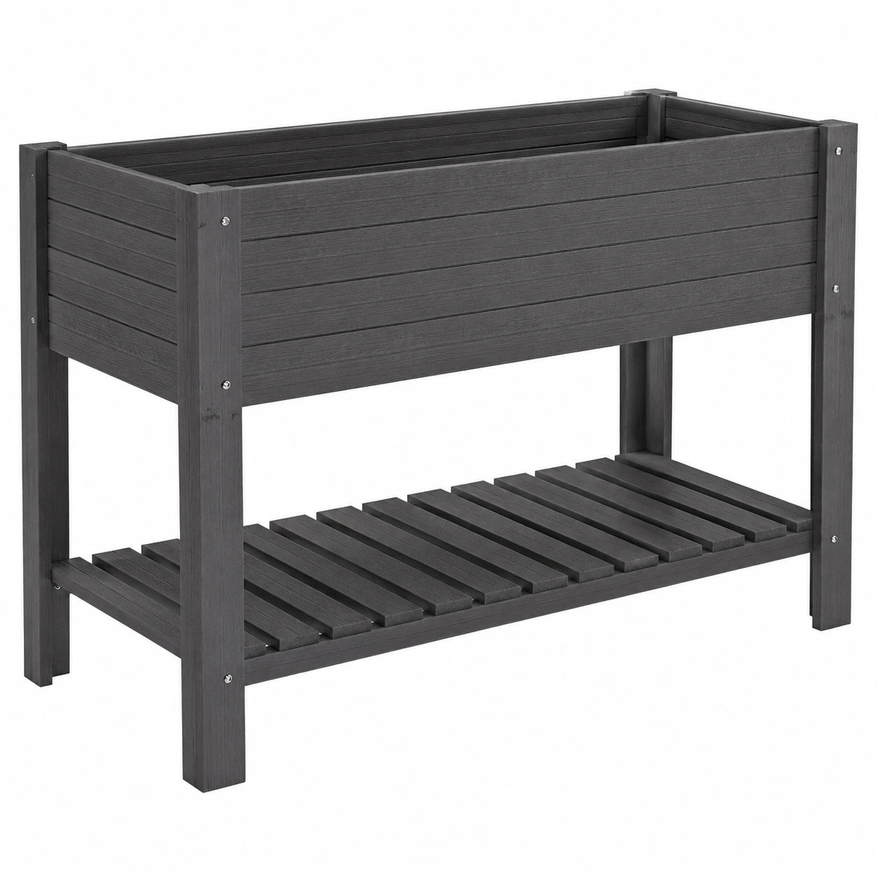 Jardinière surélevée extérieure avec étagère inférieure - Gris