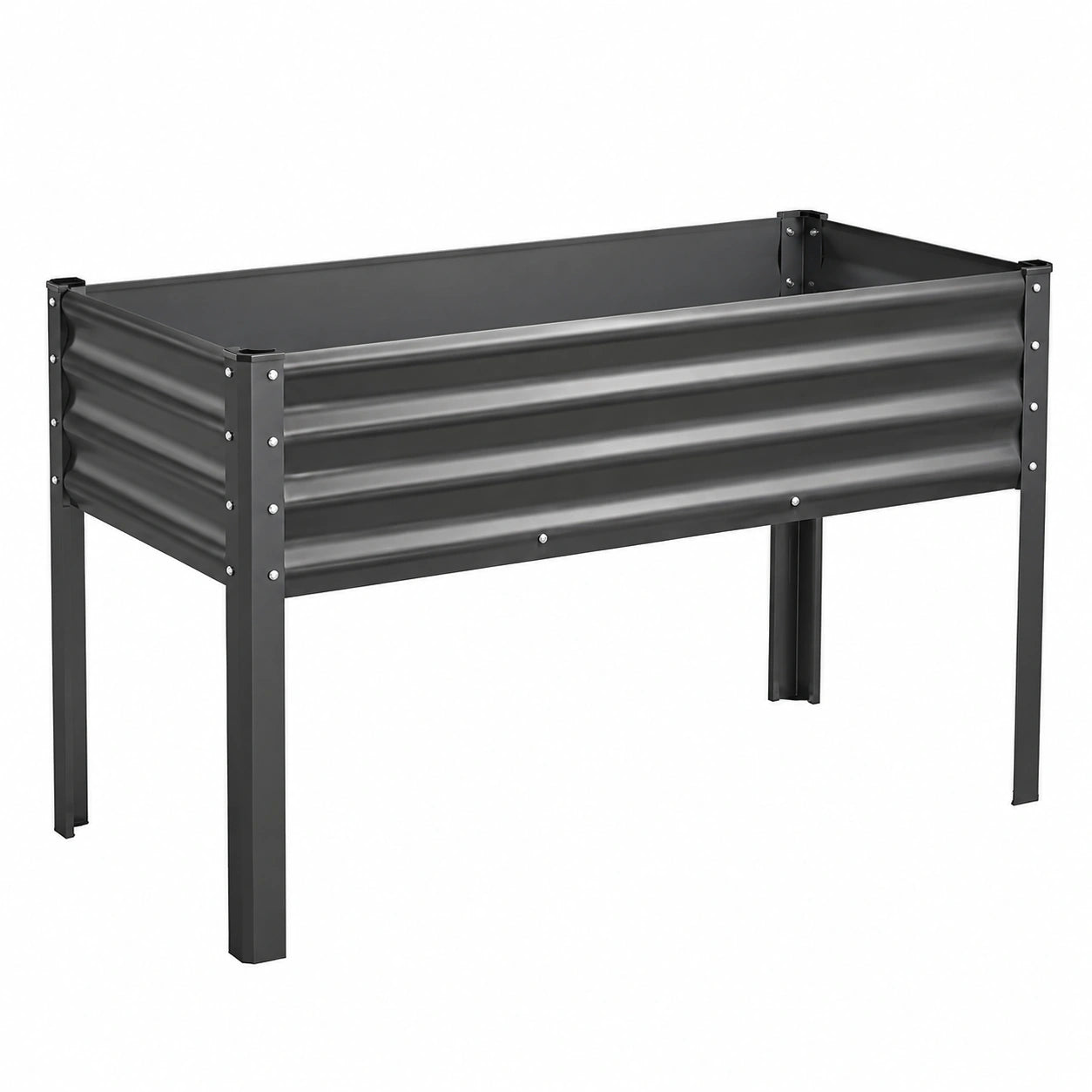 Jardinière surélevée en métal gris pour extérieur