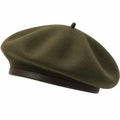 Béret Classique Vert avec Bordure en Cuir