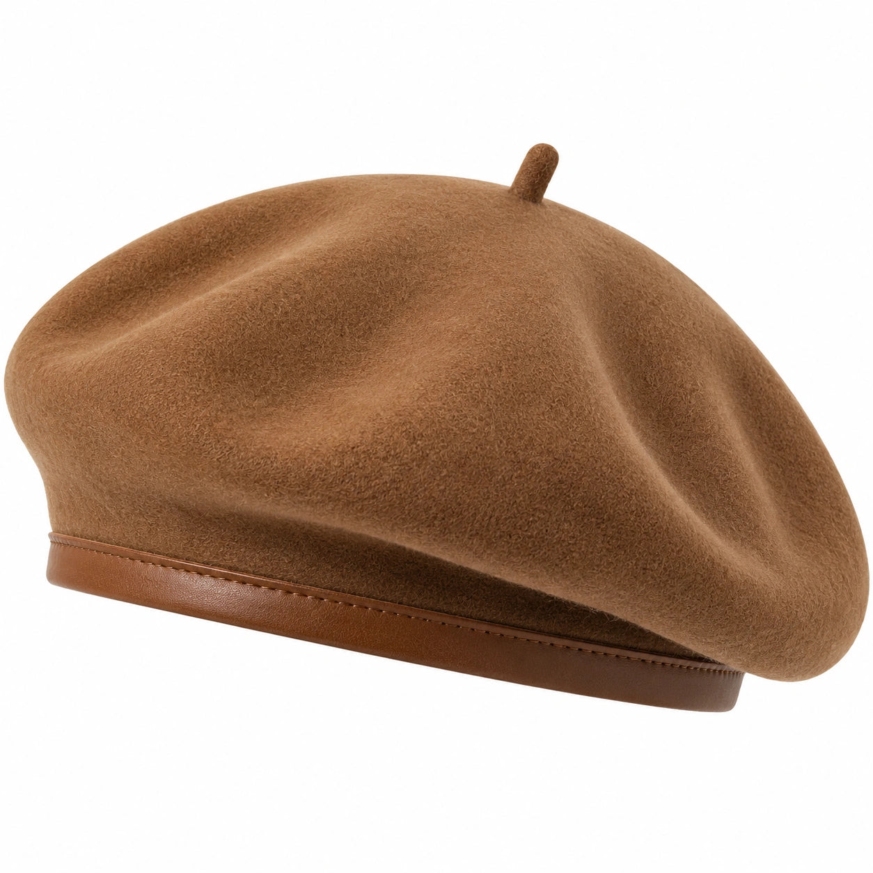 Béret Marron Classique avec Bordure Contrastante