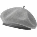 Béret gris avec bord en cuir