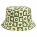 Bob à carreaux verts et blancs avec motif floral