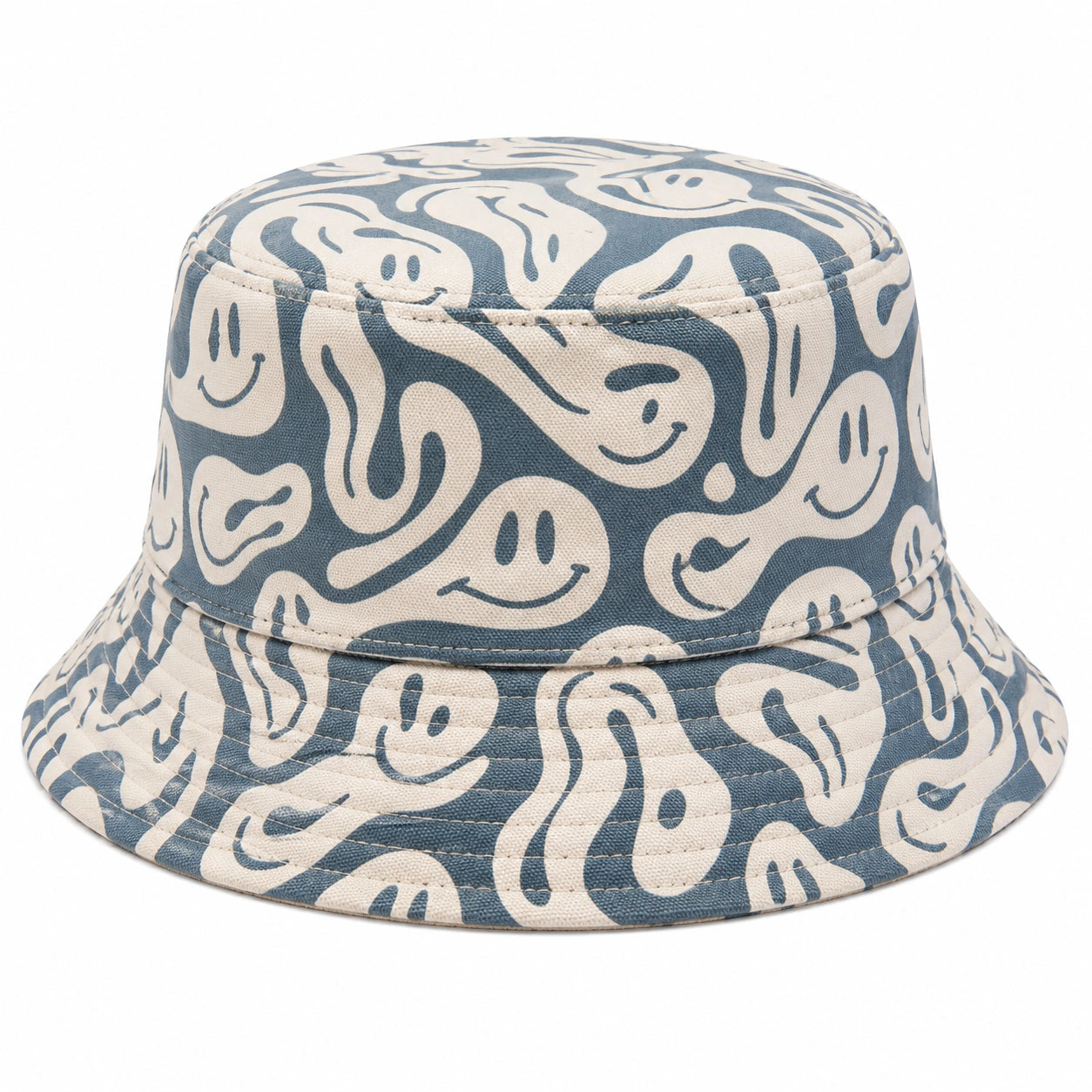 Bob motif smiley bleu et blanc