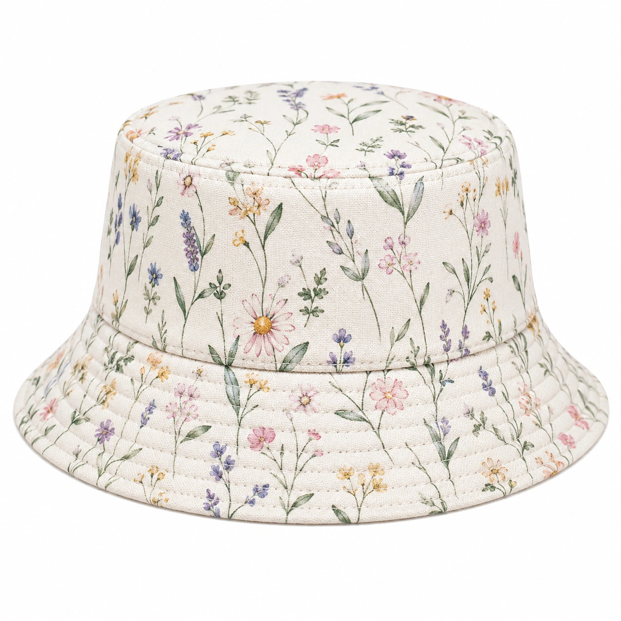 Bob Chapeau Motif Floral Beige