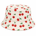 Chapeau Bob Motif Cerises Rouges Crème