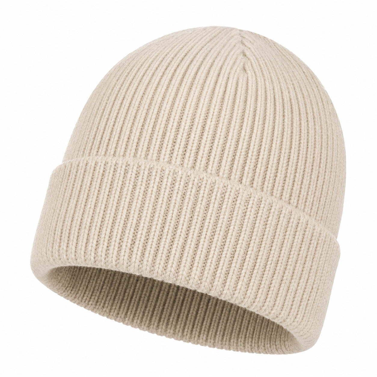 Bonnet en maille côtelée beige
