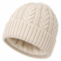 Bonnet en tricot torsadé doublé polaire beige