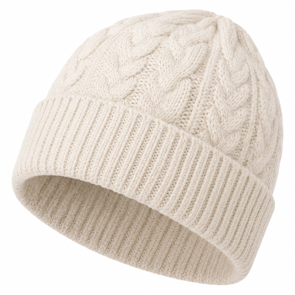 Bonnet d'hiver torsadé beige