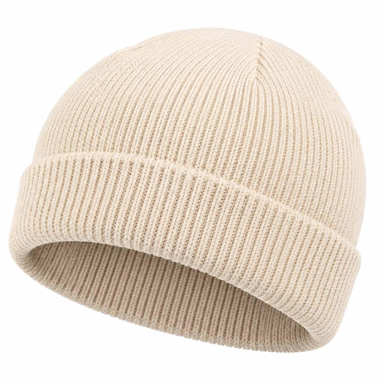 Bonnet en maille côtelée beige pour adultes