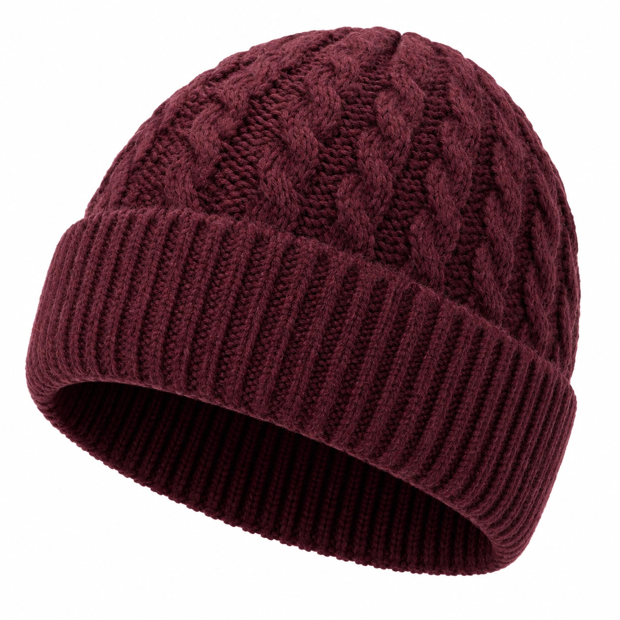 Bonnet torsadé unisexe bordeaux confortable