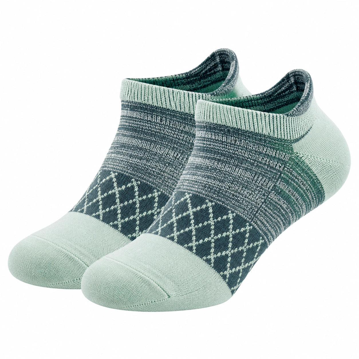 Chaussettes Basses Design Géométrique Vert et Gris