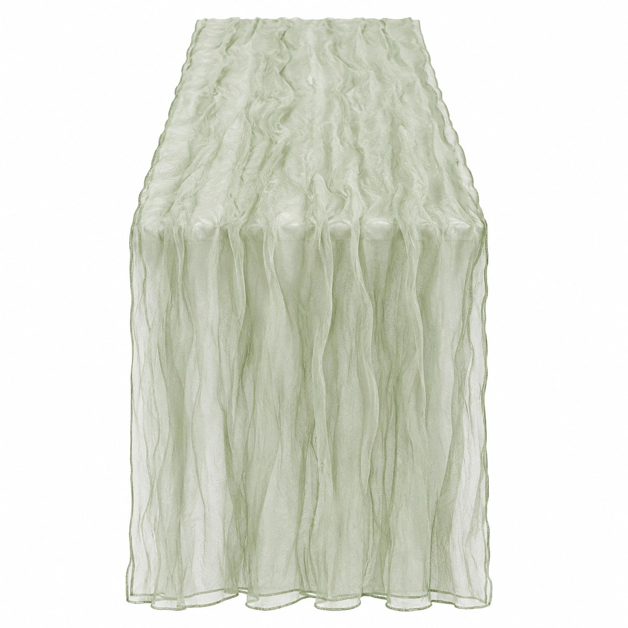 Chemin de table vert clair en organza plissé