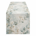 Chemin de table floral imprimé bleu et beige 180x35 cm