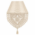 Chemin de table bohème en macramé crème
