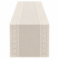 Chemin de Table en Dentelle Beige avec Motif Floral 180x35 cm