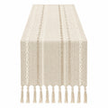 Chemin de table beige à franges 180 cm