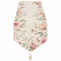 Chemin de table floral beige avec pompon