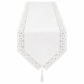 Chemin de Table Blanc avec Dentelle Florale et Franges
