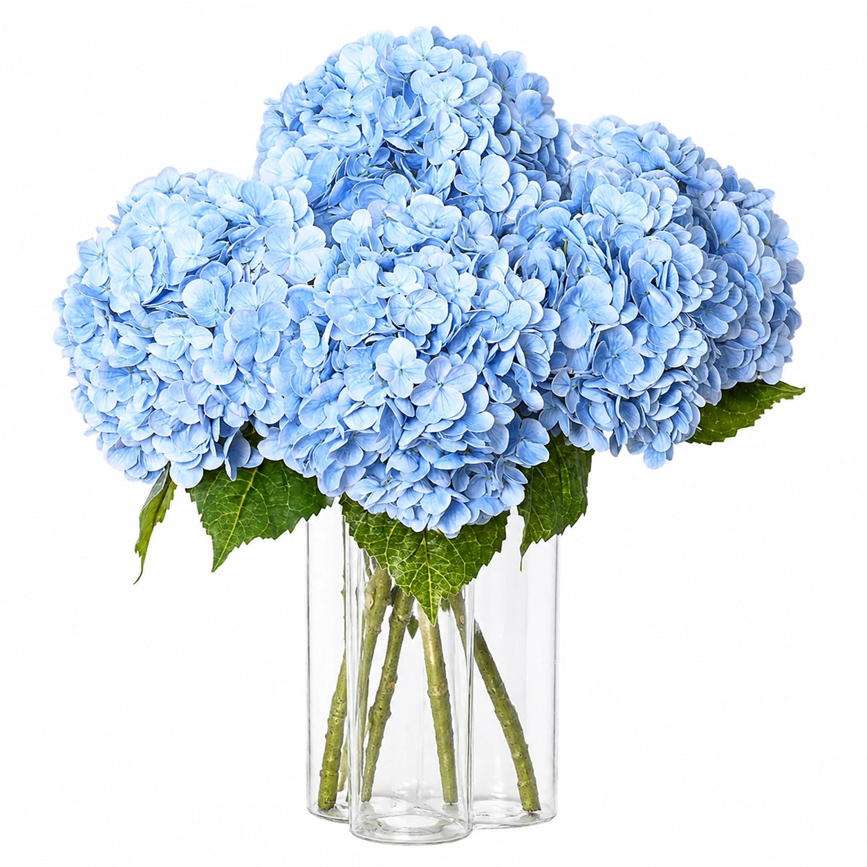 Bouquet d'Hortensias Artificiels Bleu en Vase