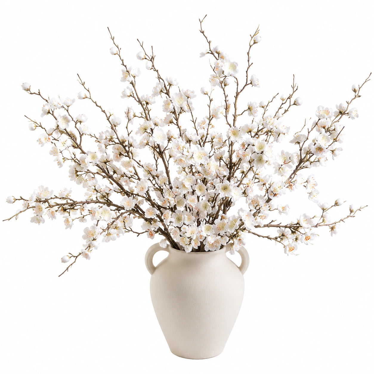 Décoration Florale Artificielle avec Fleurs Blanche en Vase Céramique